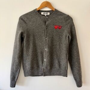 Comme des Garcons PLAY Charcoal Cardigan with Red Heart
